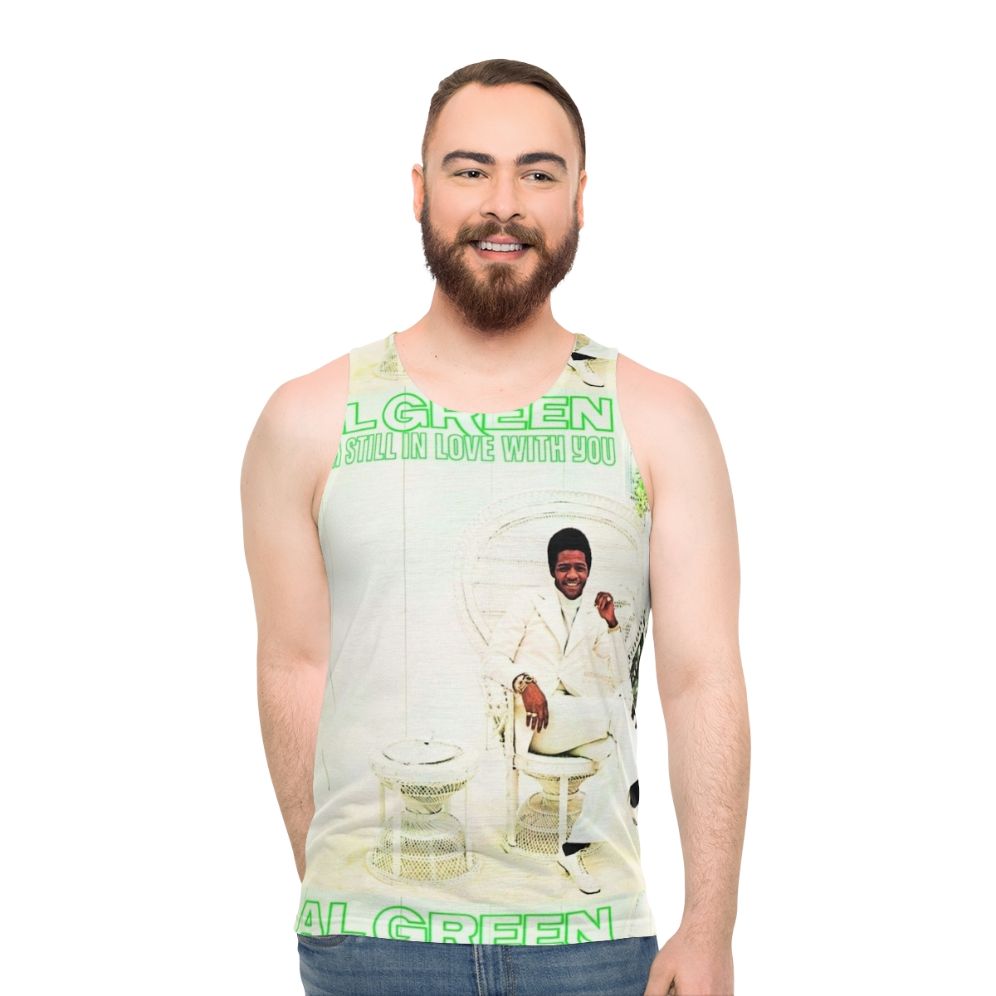 Retro album cover unisex tank top featuring funk and soul music