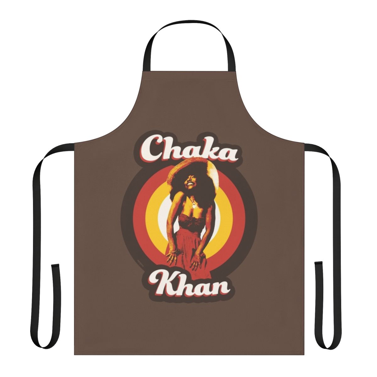 Retro funky soul apron with 70s music-inspired design