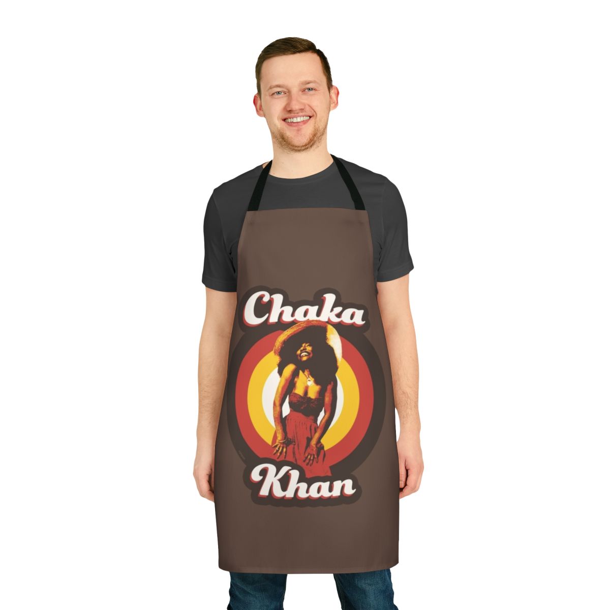 Retro funky soul apron with 70s music-inspired design