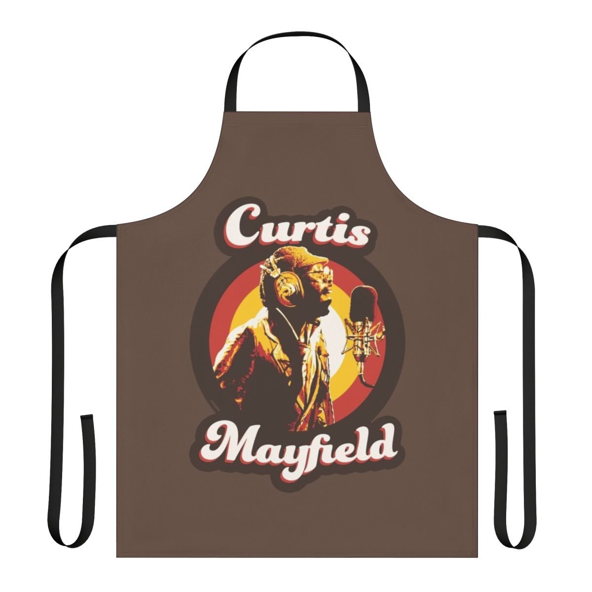 Retro kitchen apron inspired by the funky soul music of Curtis Mayfield