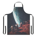A high-quality apron featuring a surreal collage design with retro-futuristic, cosmic elements and a nostalgic, vintage-inspired aesthetic.
