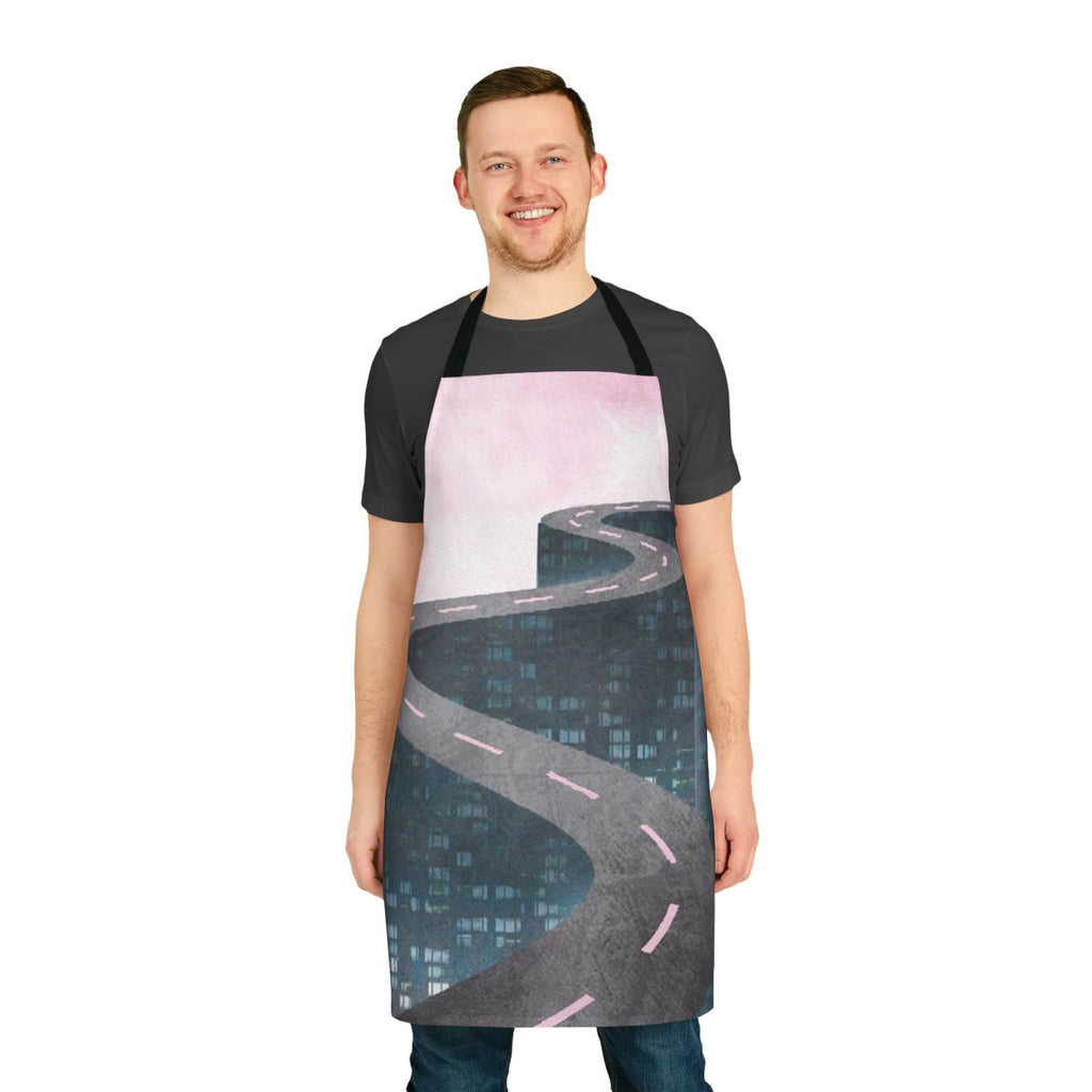 Retro futuristic apron with synthwave-inspired design and retro-futuristic aesthetic