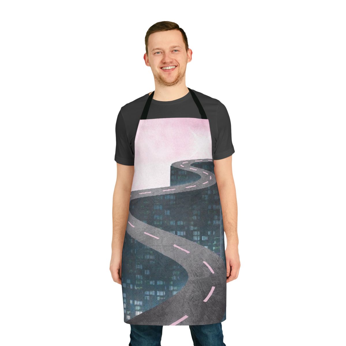 Retro futuristic apron with synthwave-inspired design and retro-futuristic aesthetic