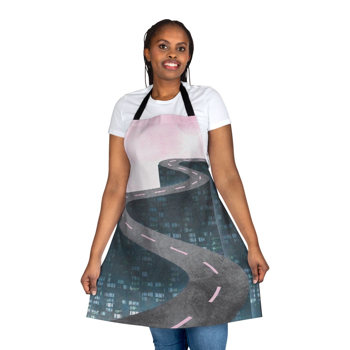 Retro futuristic apron with synthwave-inspired design and retro-futuristic aesthetic