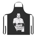 A durable, high-quality apron featuring a stylized Grand Theft Auto inspired graphic design.