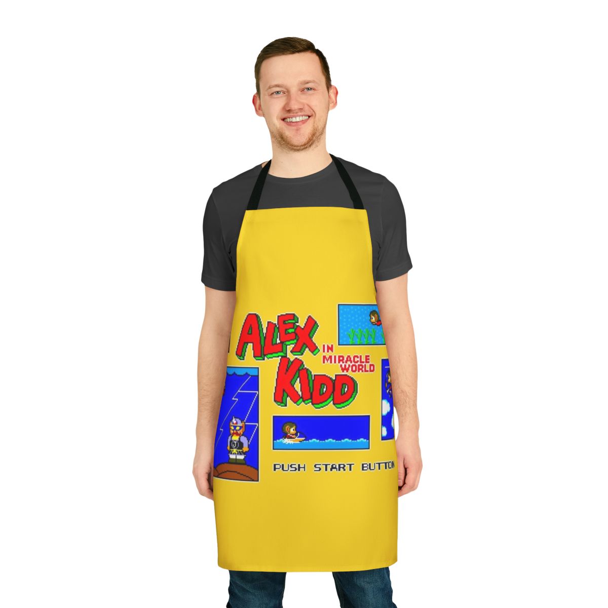 Retro-style apron featuring the classic Sega mascot Alex Kidd