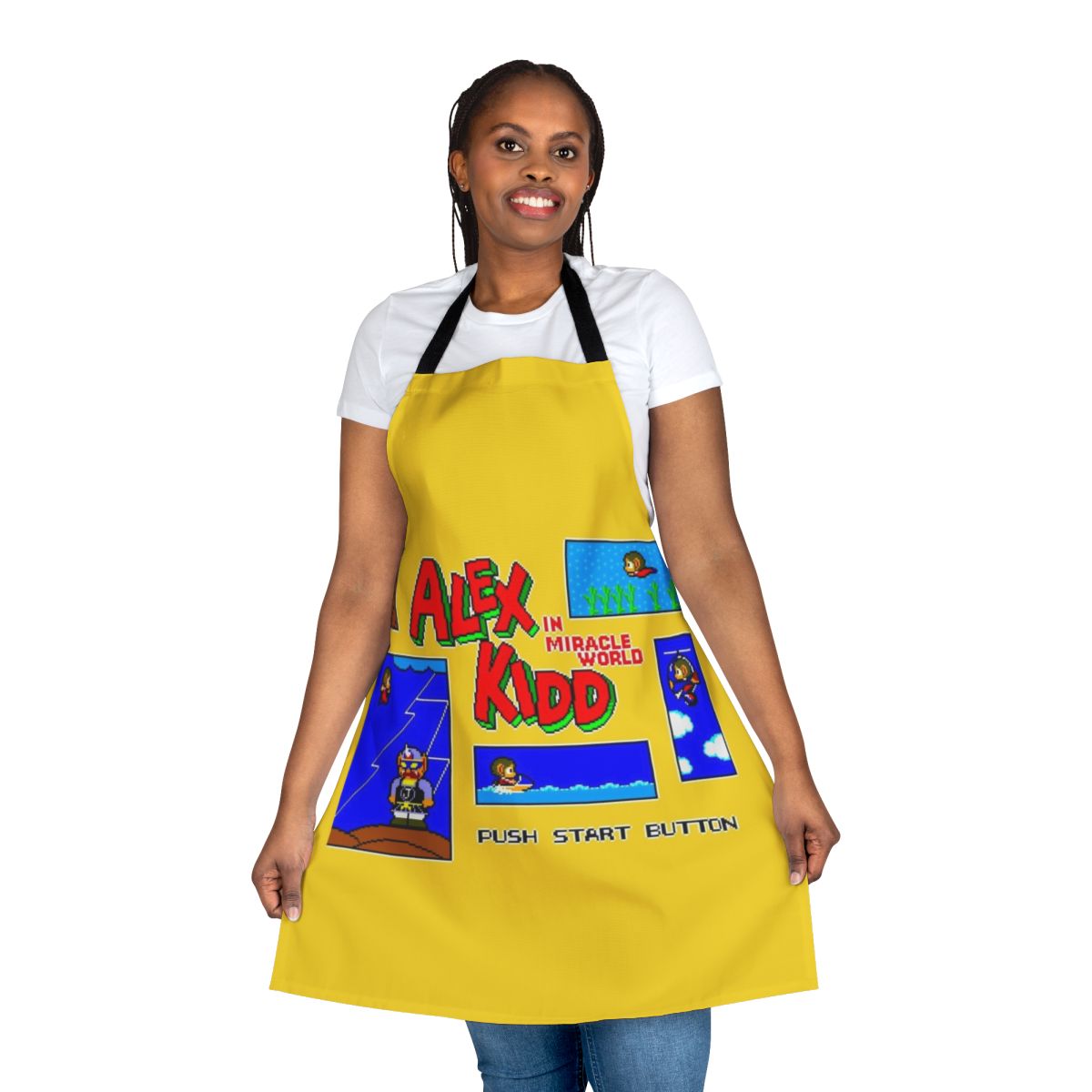 Retro-style apron featuring the classic Sega mascot Alex Kidd