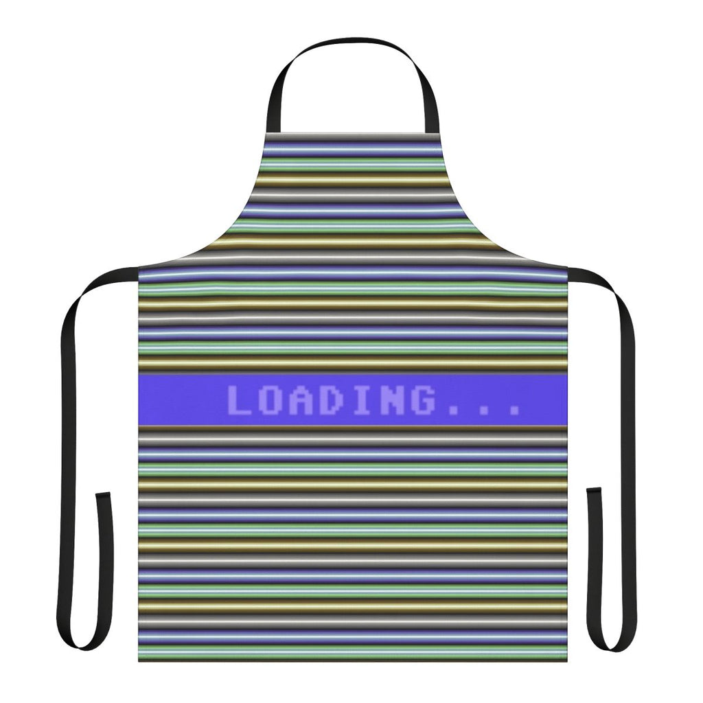 Retro gaming apron featuring a Commodore 64 inspired raster bars design