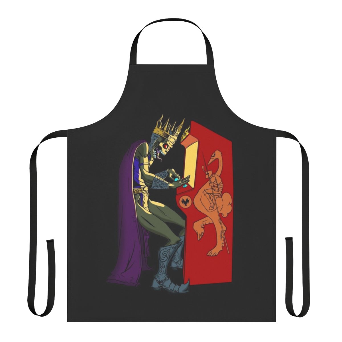 Ready Player One themed apron with pixelated characters and gaming elements