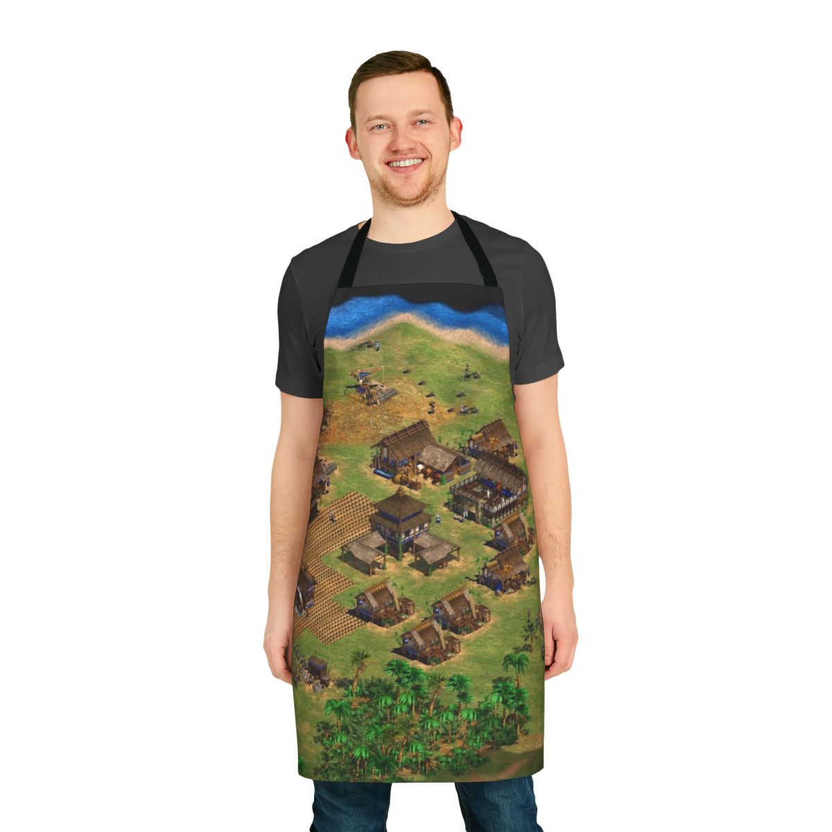 Retro gaming apron featuring Age of Empires 2 inspired design