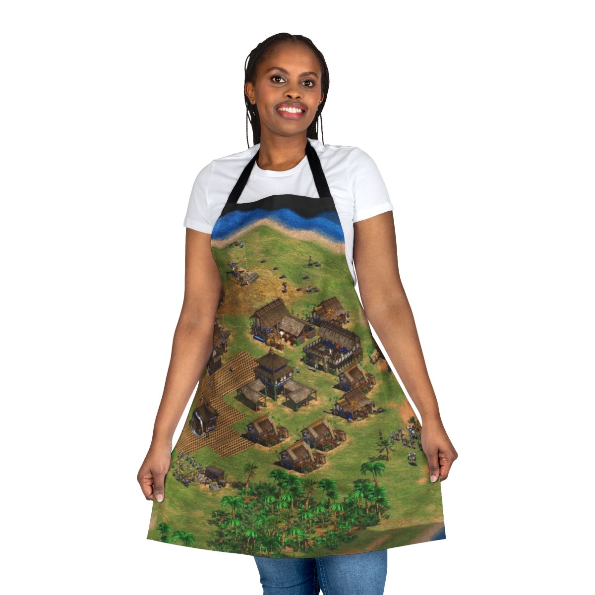 Retro gaming apron featuring Age of Empires 2 inspired design