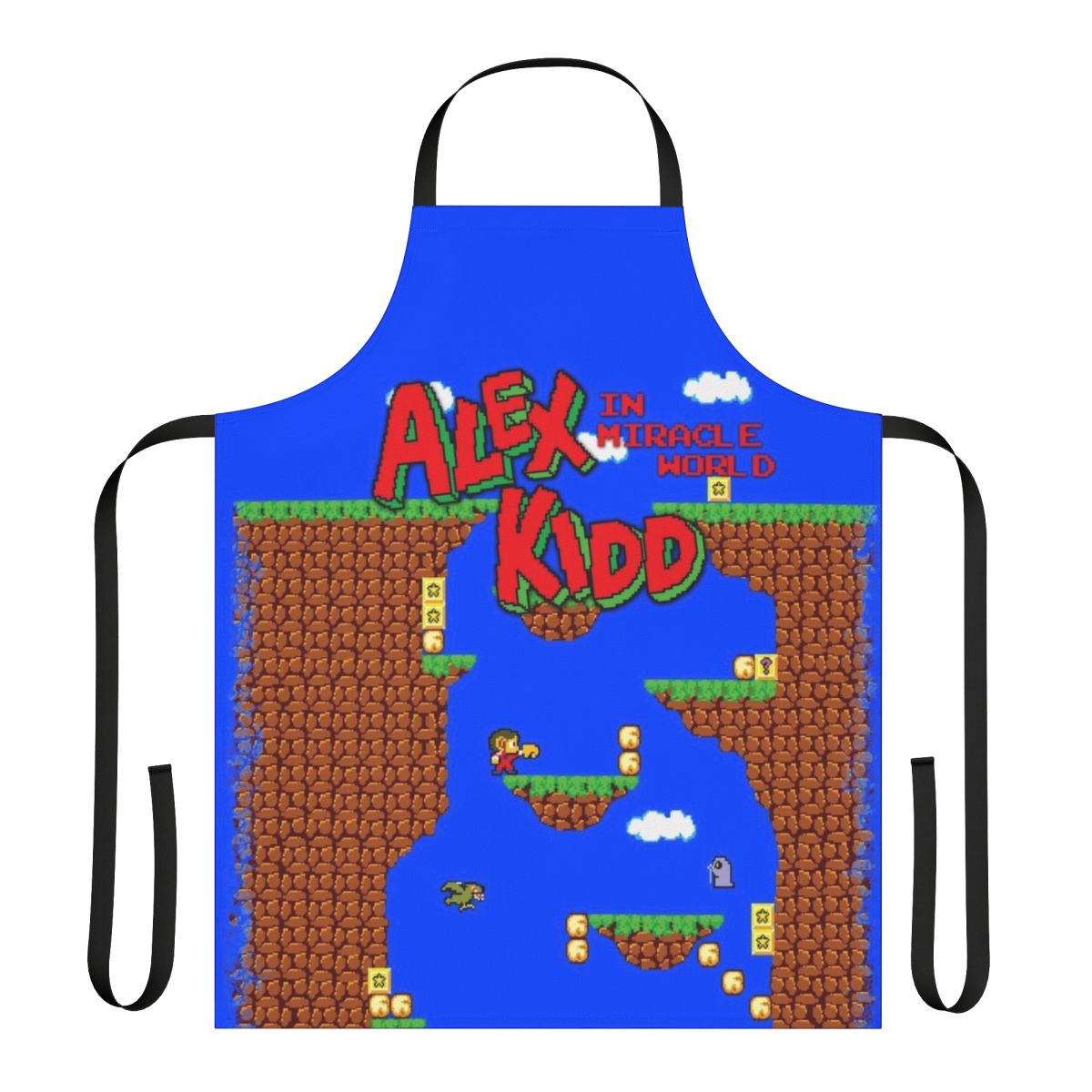 Retro gaming apron featuring Alex Kidd in Miracle World inspired design