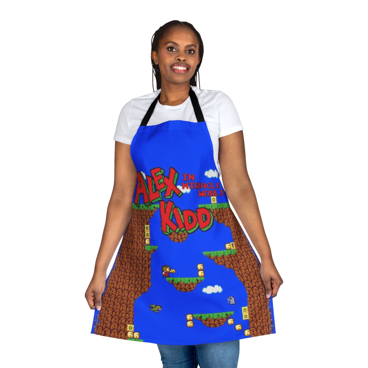Retro gaming apron featuring Alex Kidd in Miracle World inspired design