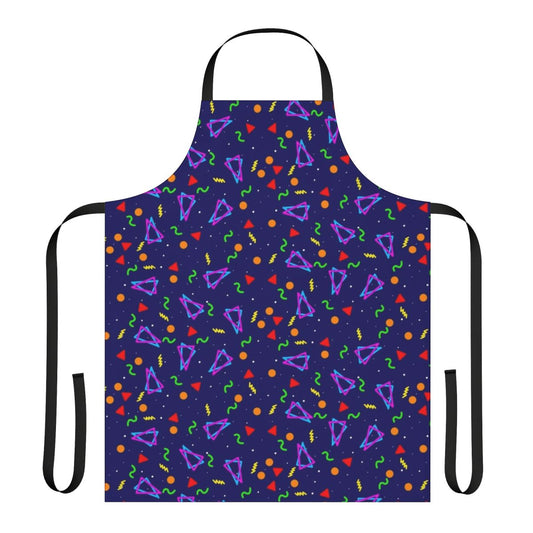 Vintage-style apron with arcade carpet pattern, perfect for retro gaming enthusiasts.