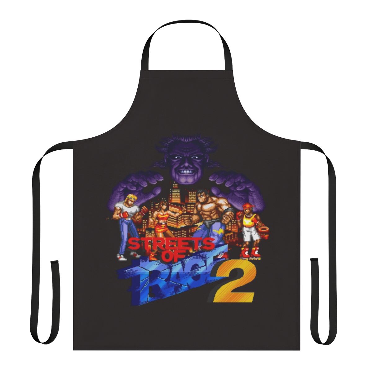 Streets of Rage 2 inspired gaming apron with classic 16-bit graphics