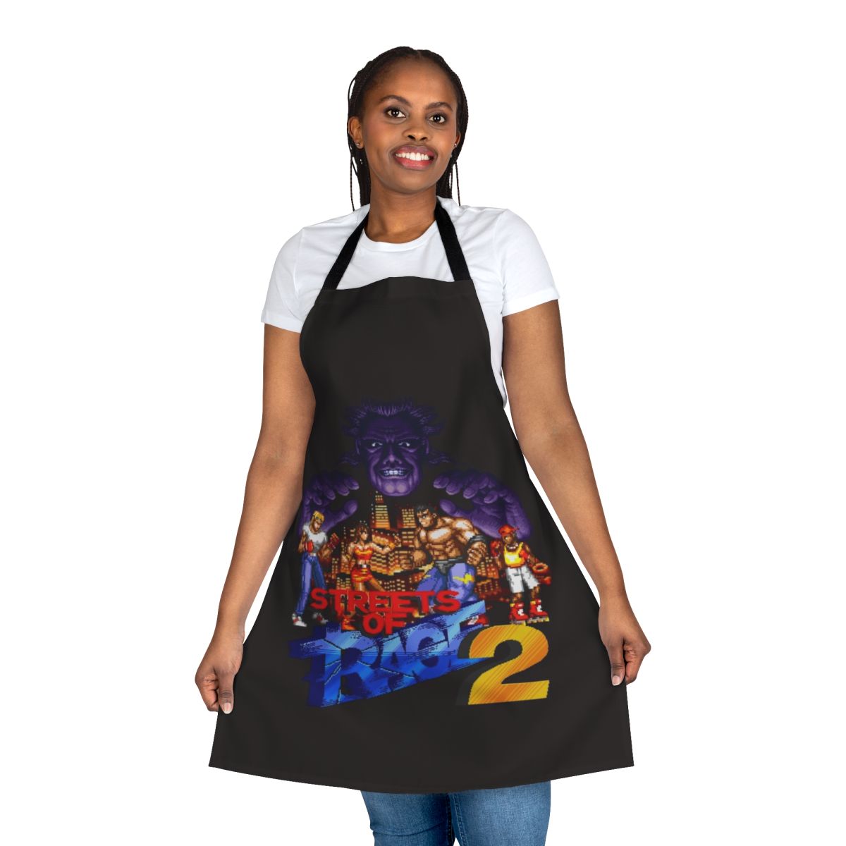 Streets of Rage 2 inspired gaming apron with classic 16-bit graphics