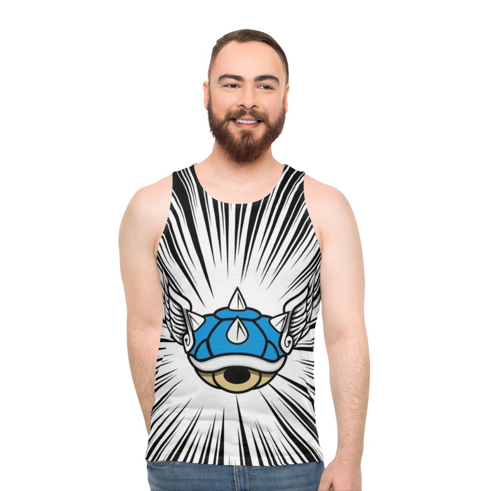 Retro gaming blue tank top with Mario Kart design