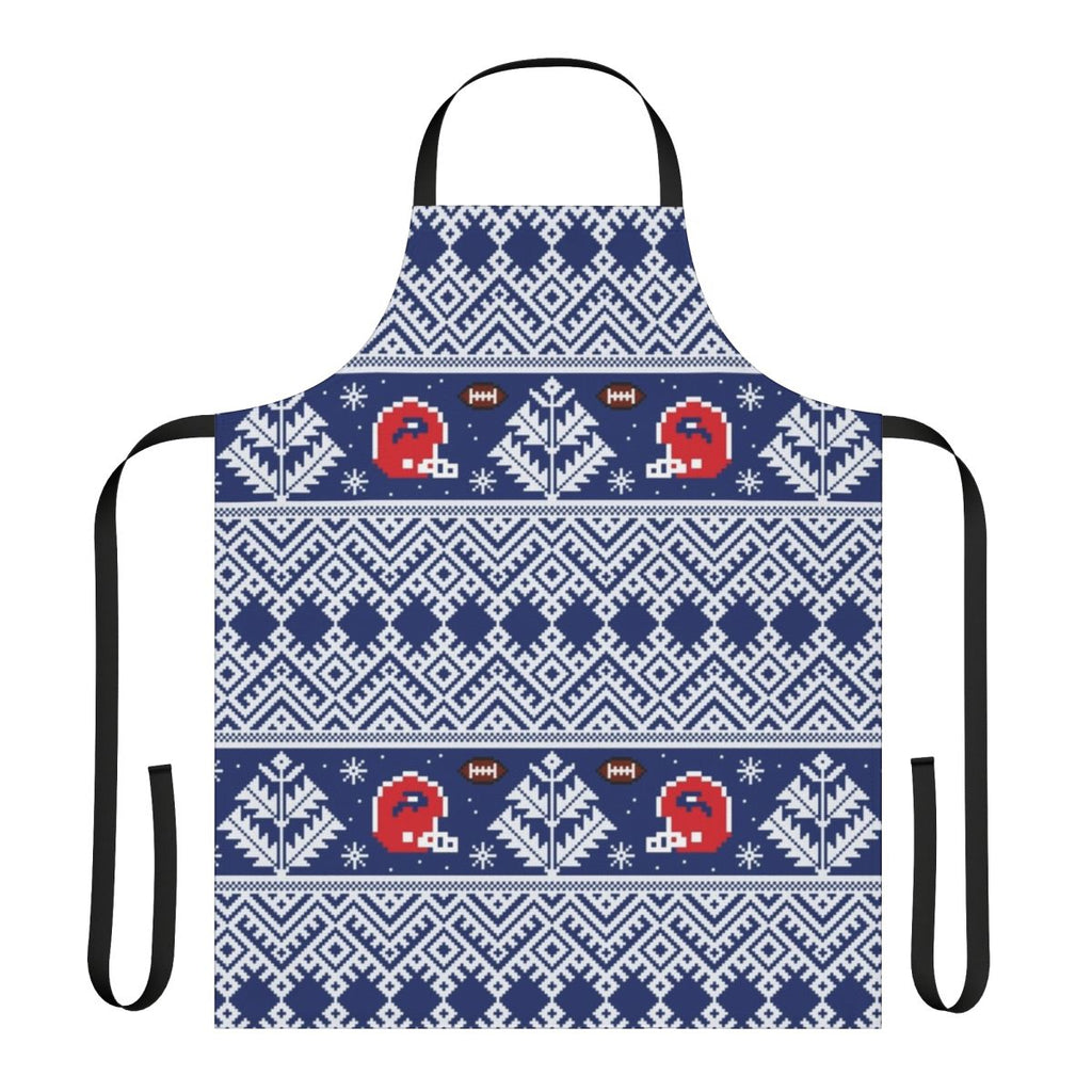 Retro 8-bit style buffalo plaid apron with buffalo bills inspired design
