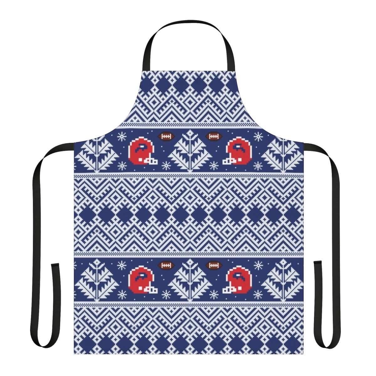 Retro 8-bit style buffalo plaid apron with buffalo bills inspired design