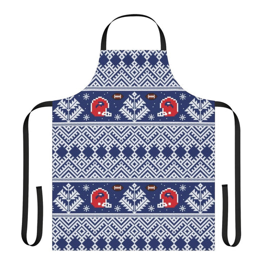 Retro 8-bit style buffalo plaid apron with buffalo bills inspired design