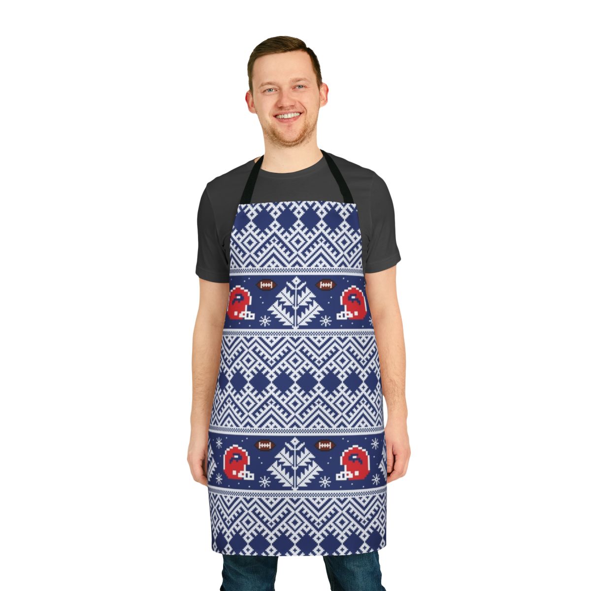 Retro 8-bit style buffalo plaid apron with buffalo bills inspired design