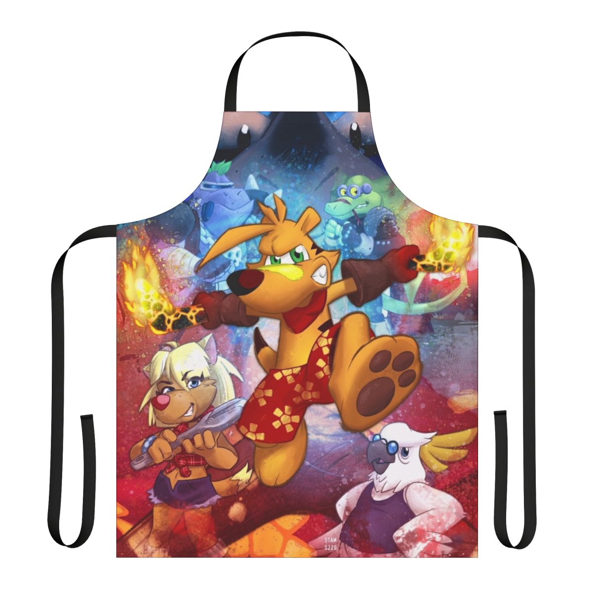 Retro-inspired apron featuring the iconic Ty the Tasmanian Tiger character