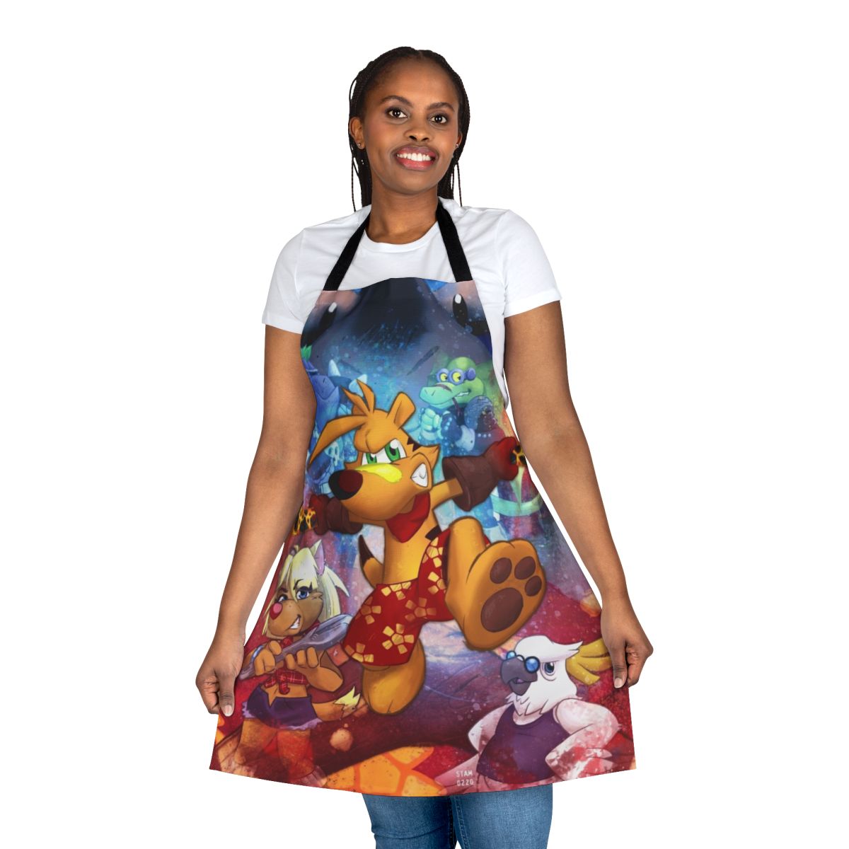 Retro-inspired apron featuring the iconic Ty the Tasmanian Tiger character