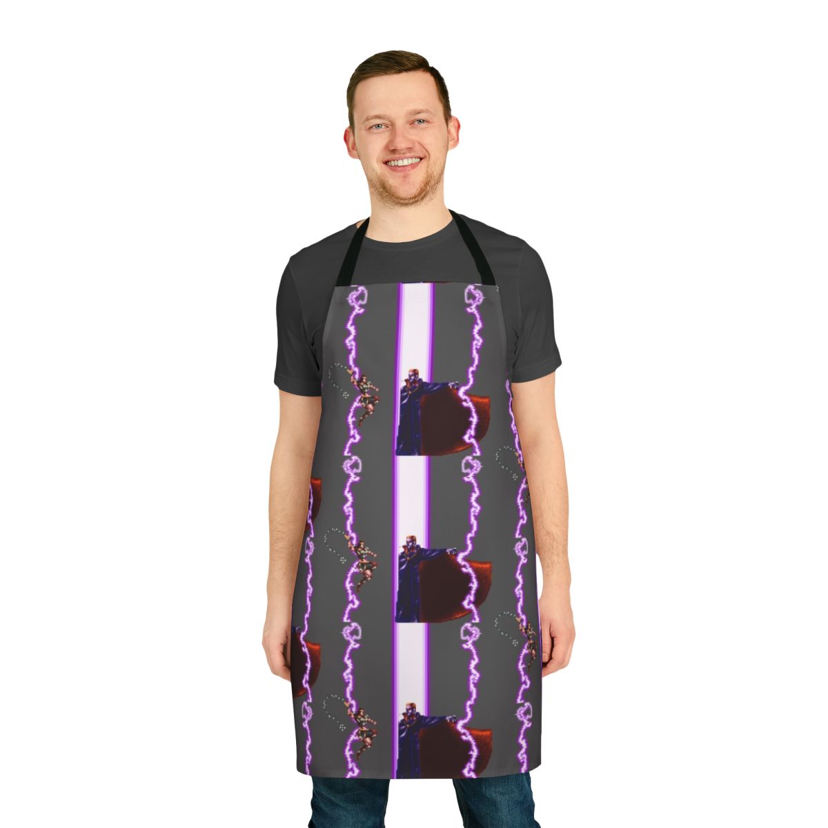 Castlevania-inspired apron featuring Simon Belmont battling Dracula