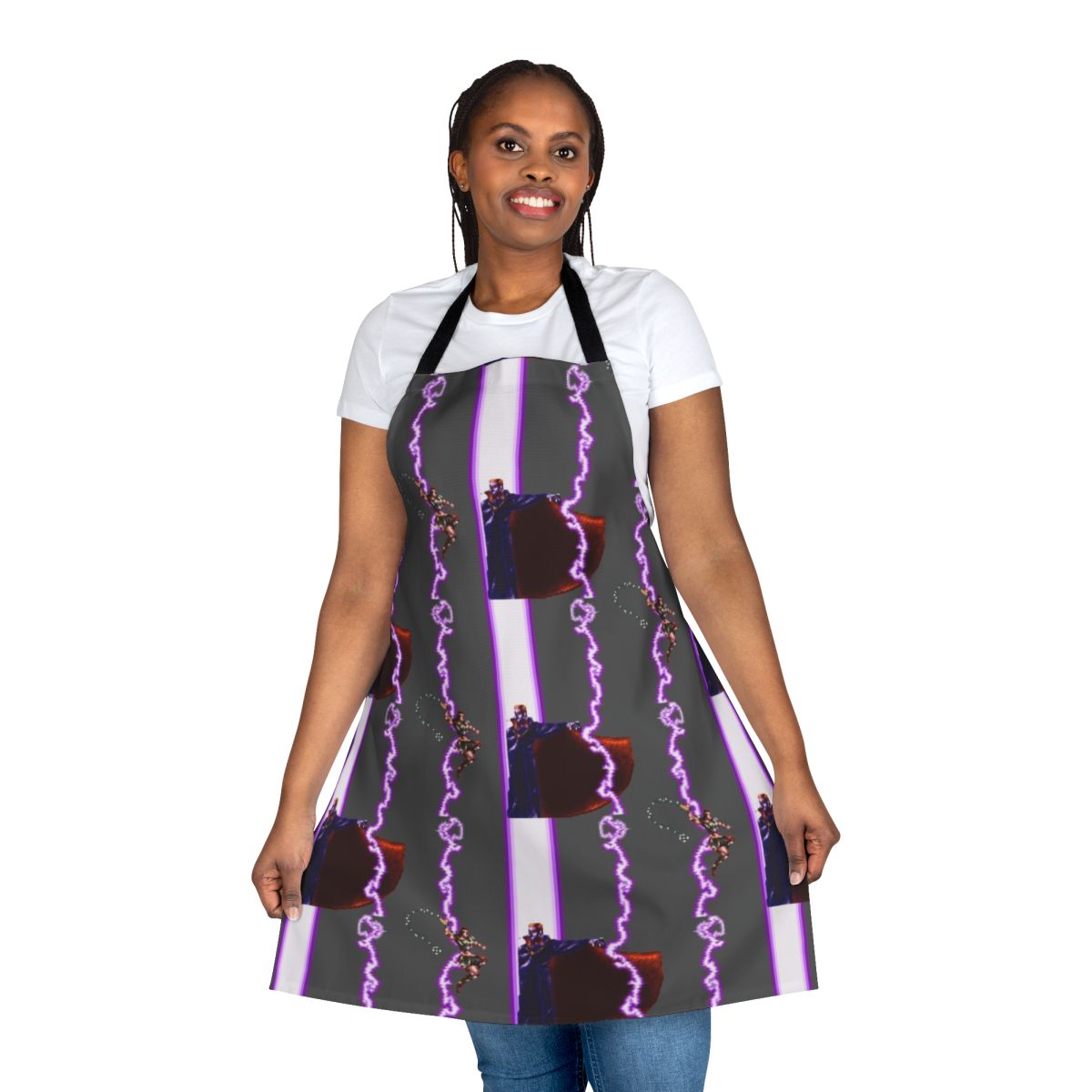 Castlevania-inspired apron featuring Simon Belmont battling Dracula