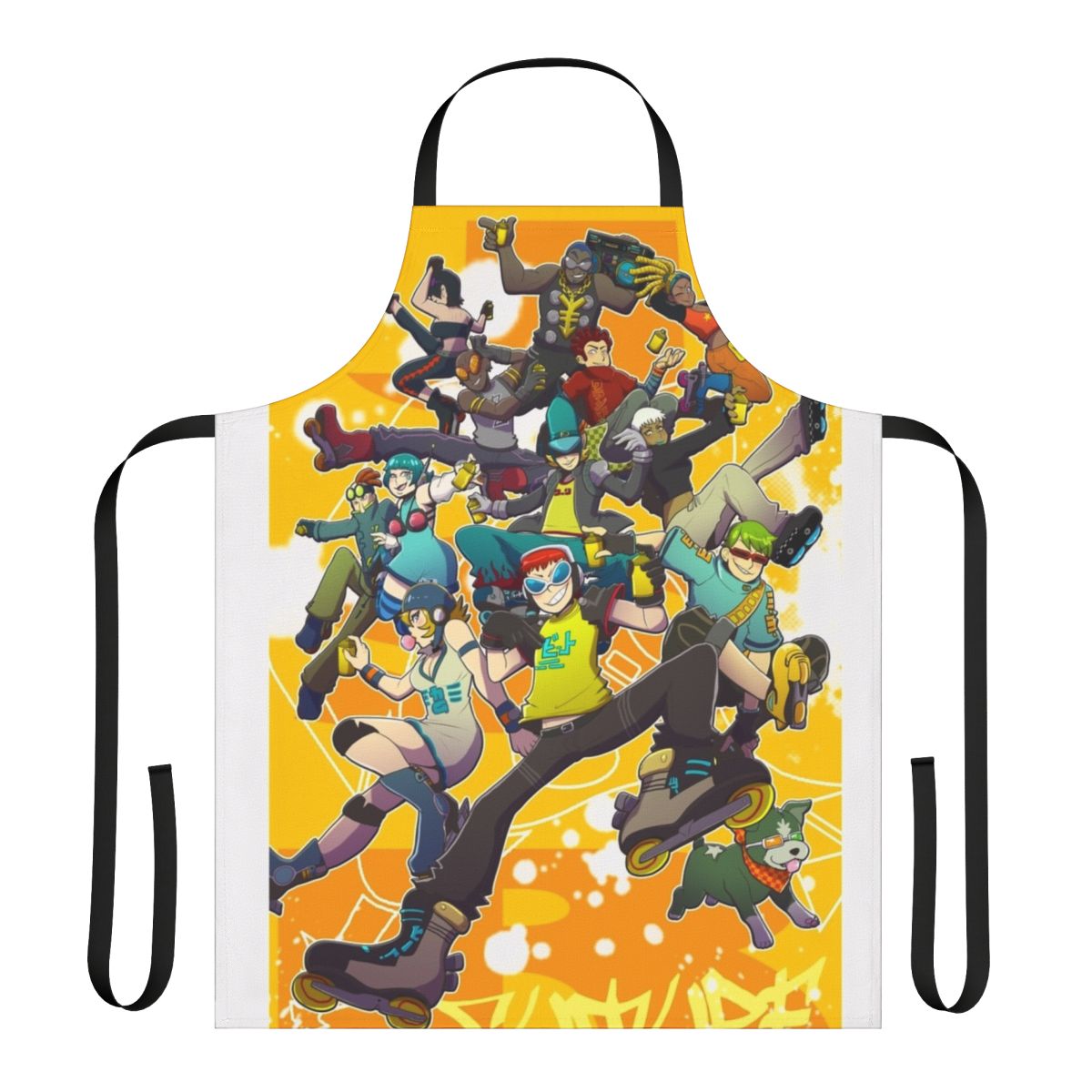 Jet Set Radio inspired apron with retro gaming graphics