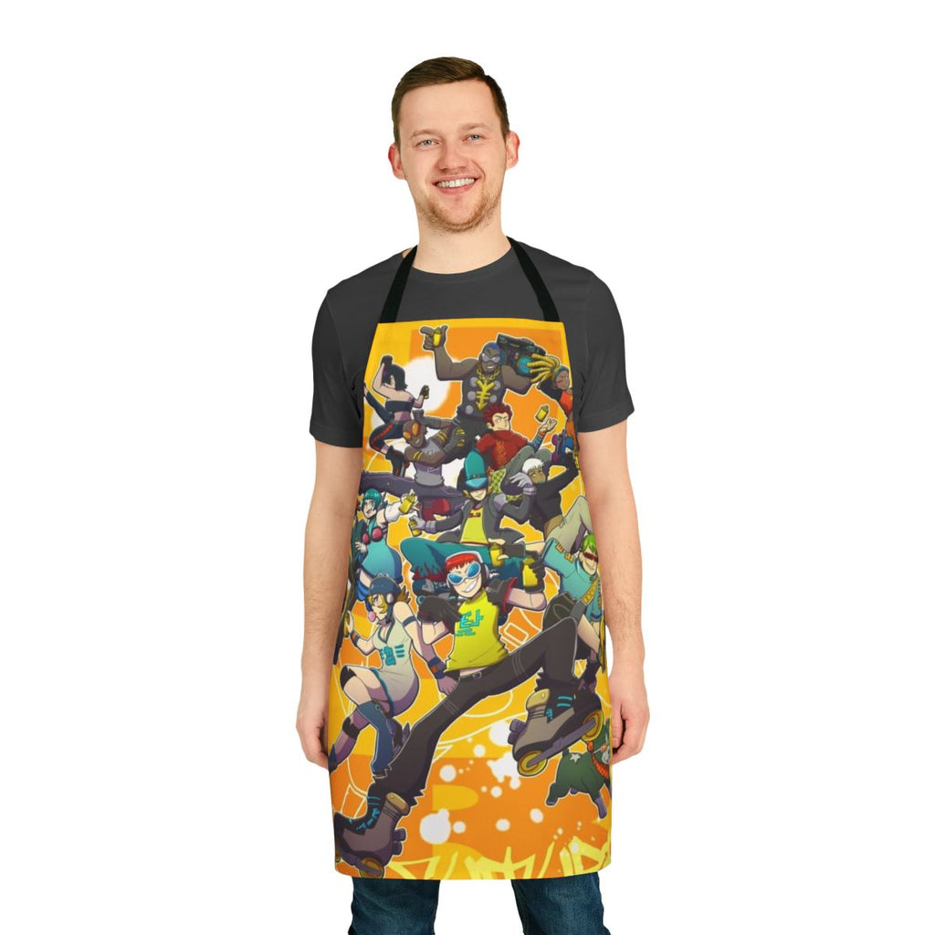 Jet Set Radio inspired apron with retro gaming graphics
