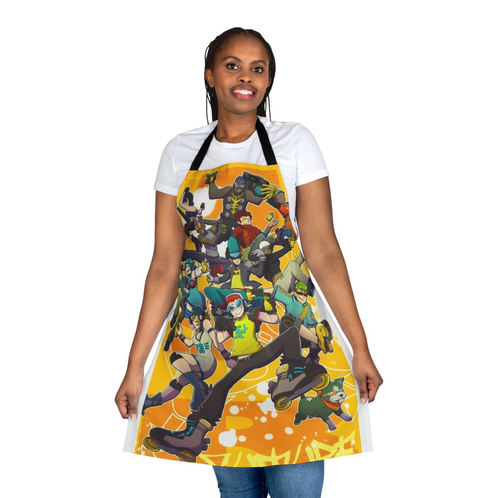 Jet Set Radio inspired apron with retro gaming graphics