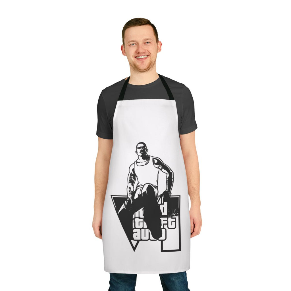 Retro-style apron featuring a Grand Theft Auto-inspired design