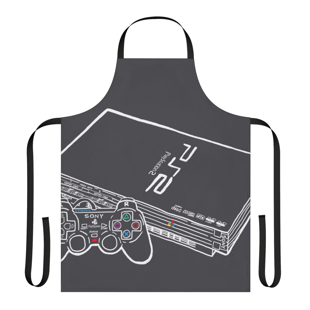 Retro-style apron featuring a Playstation 2 console graphic