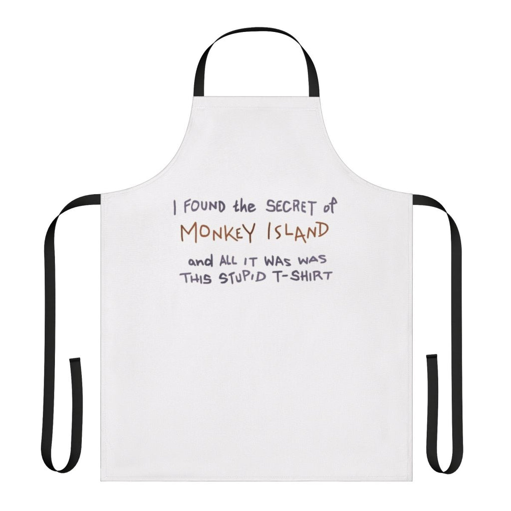 "Retro gaming inspired cooking apron featuring the iconic Monkey Island game series"