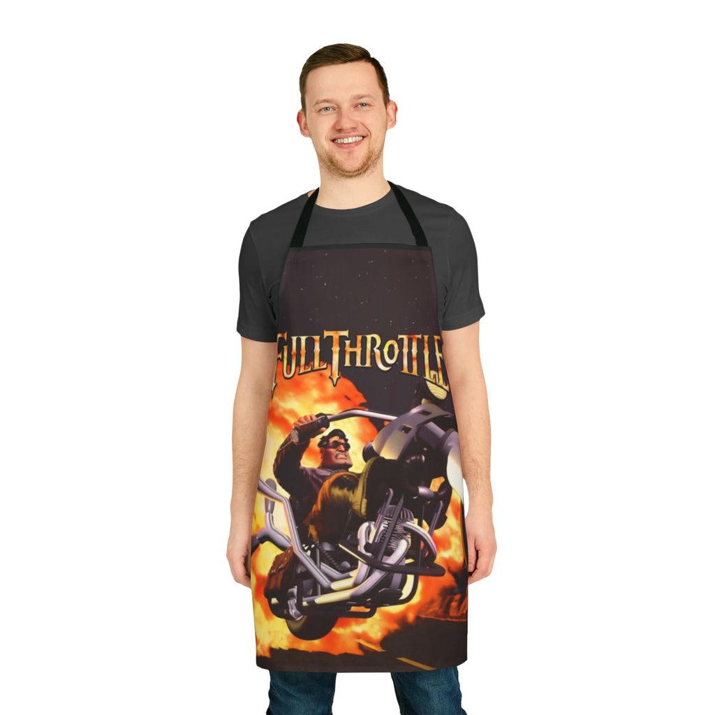 Retro gaming inspired high contrast apron with pixel art design