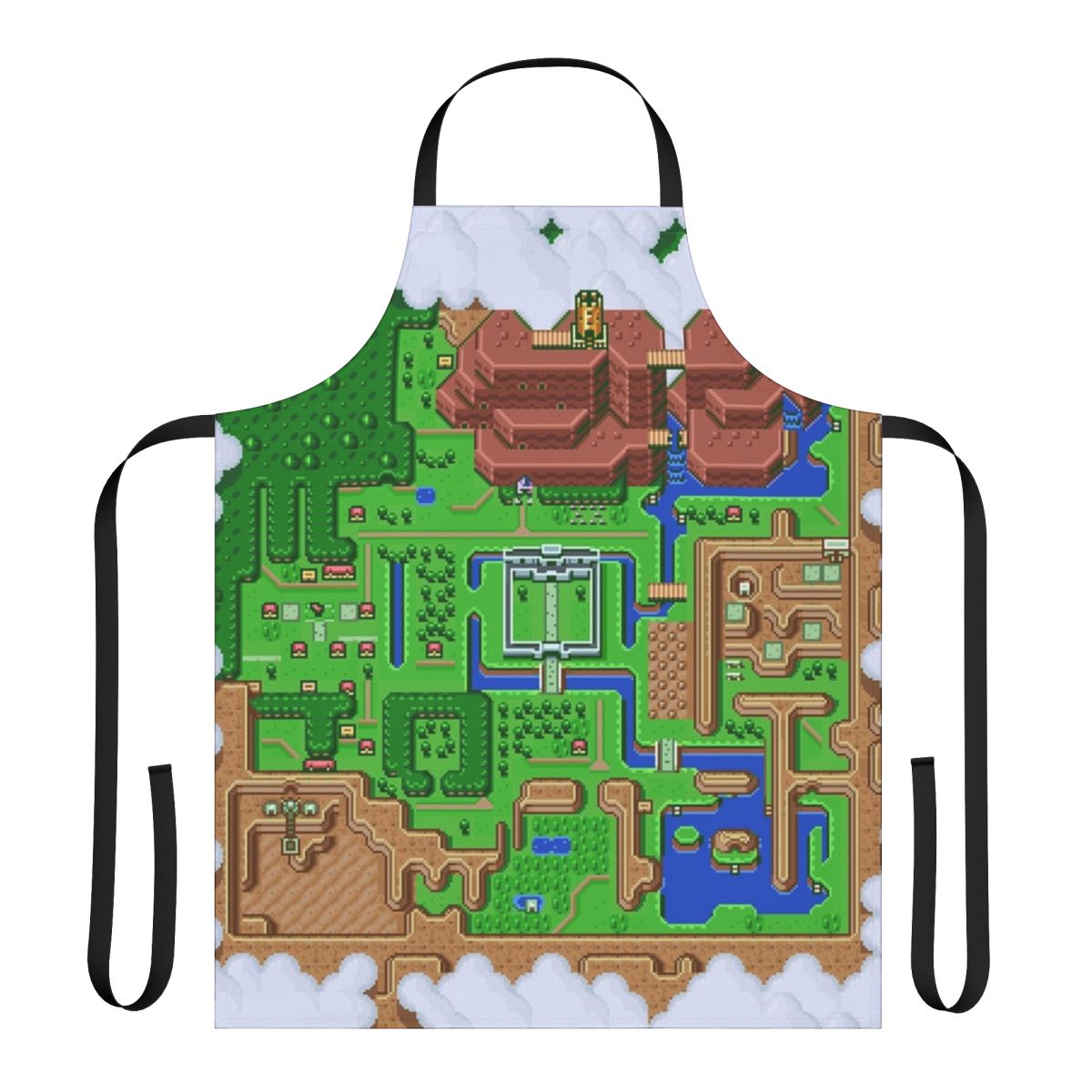 Retro gaming inspired apron featuring the world map from The Legend of Zelda: A Link to the Past