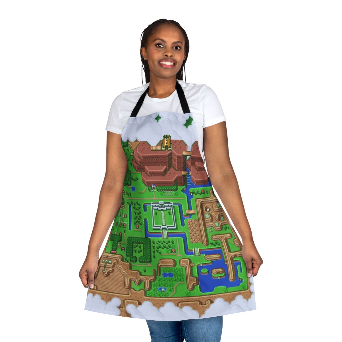 Retro gaming inspired apron featuring the world map from The Legend of Zelda: A Link to the Past