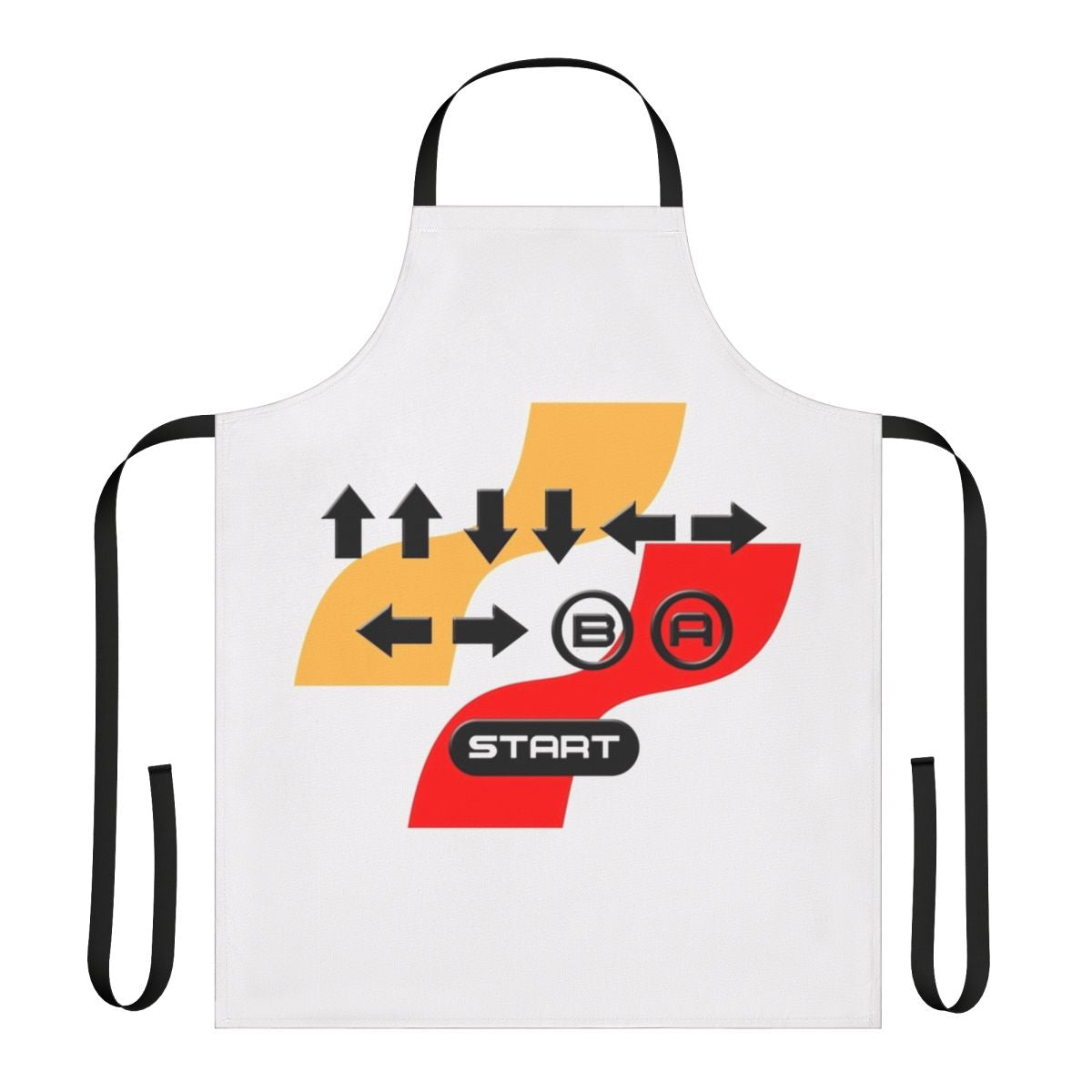 Retro gaming Konami code pattern apron featuring classic 80s video game designs