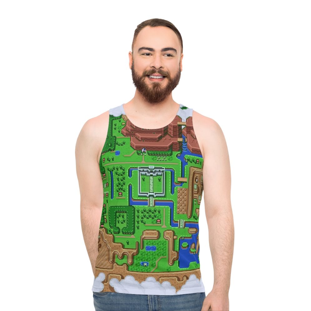Unisex tank top with Legend of Zelda: A Link to the Past world map design