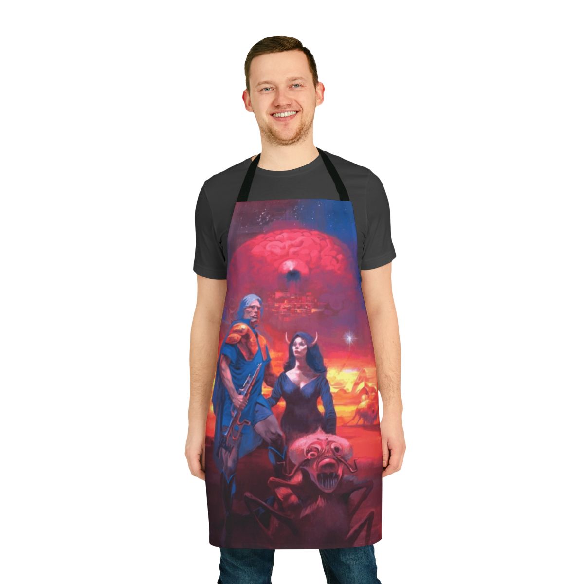 Phantasy Star II cover art printed on a high-quality apron