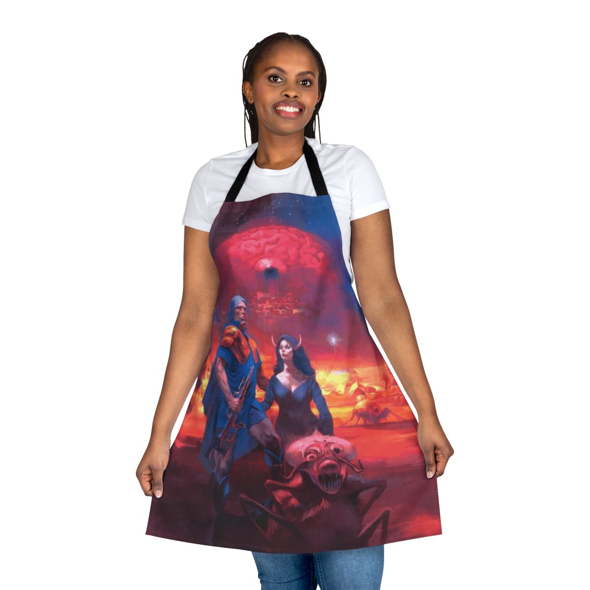 Phantasy Star II cover art printed on a high-quality apron
