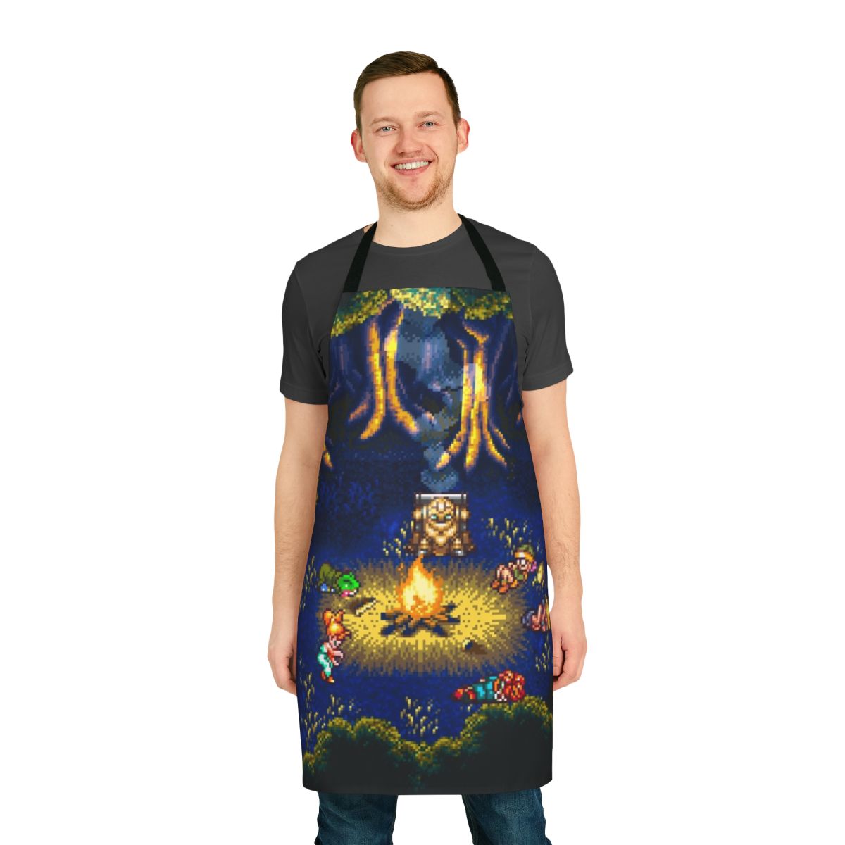 Chrono Trigger inspired pixel art apron for retro gaming enthusiasts