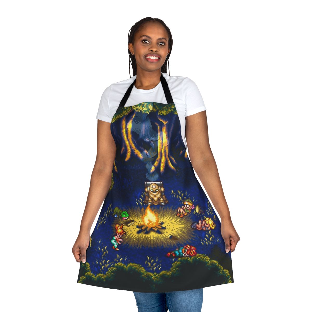Chrono Trigger inspired pixel art apron for retro gaming enthusiasts