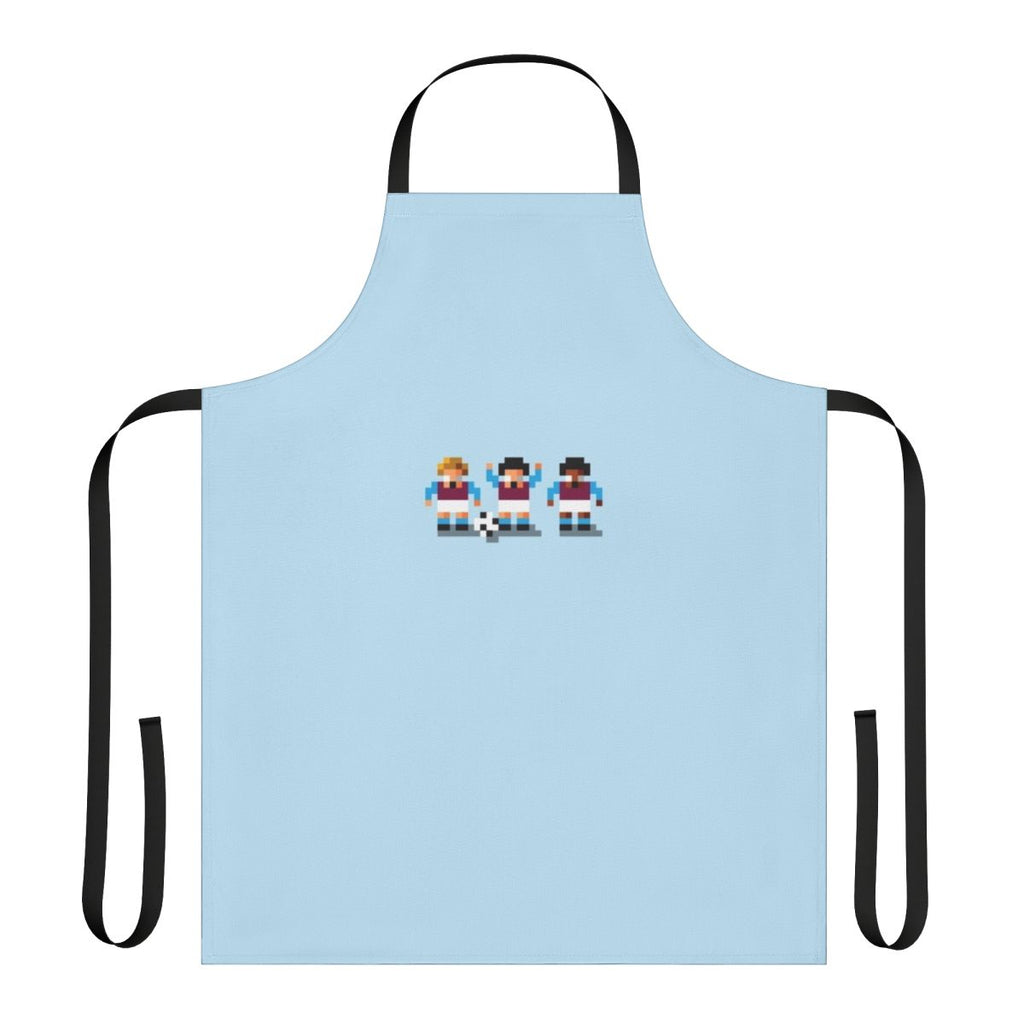 Retro-style pixel art apron featuring football/soccer teams and players