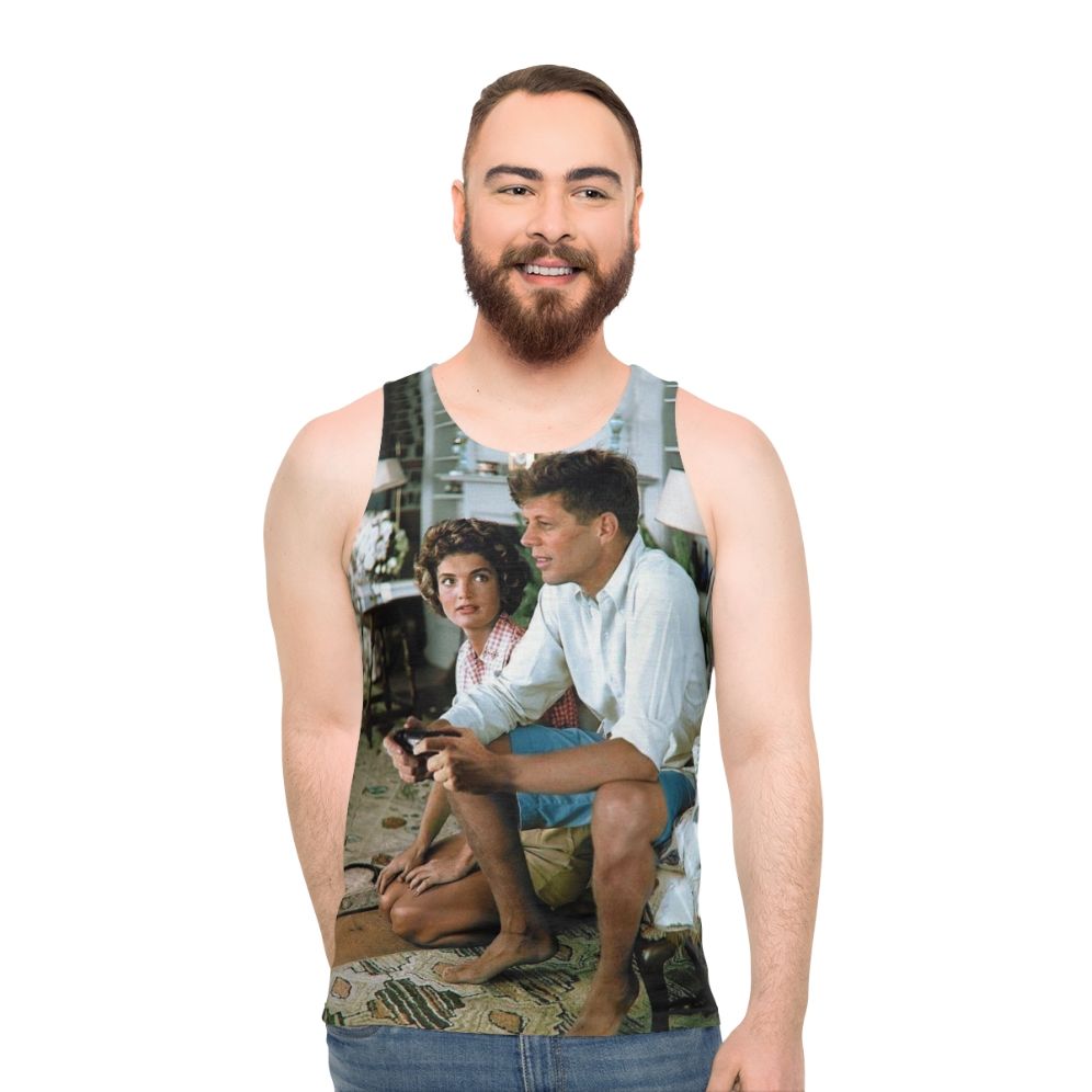 Retro gaming presidential meme unisex tank top