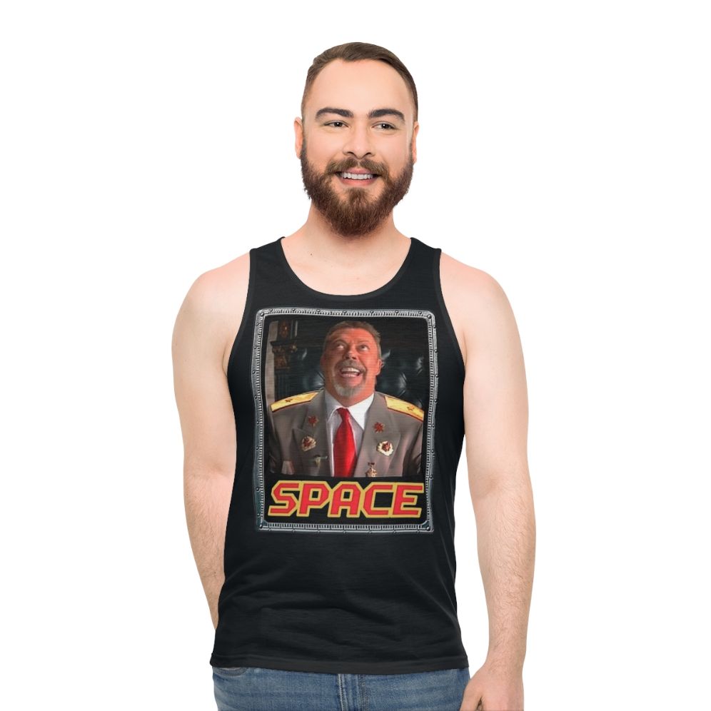 Retro gaming space meme t-shirt featuring Tim Curry