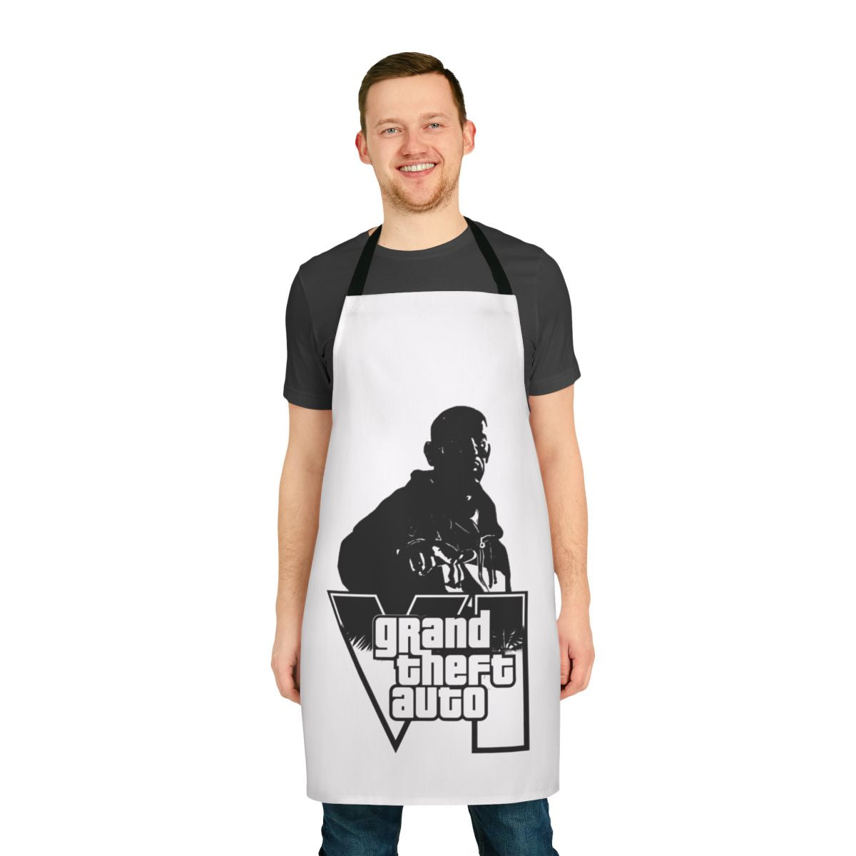 Apron featuring the iconic Grand Theft Auto video game design