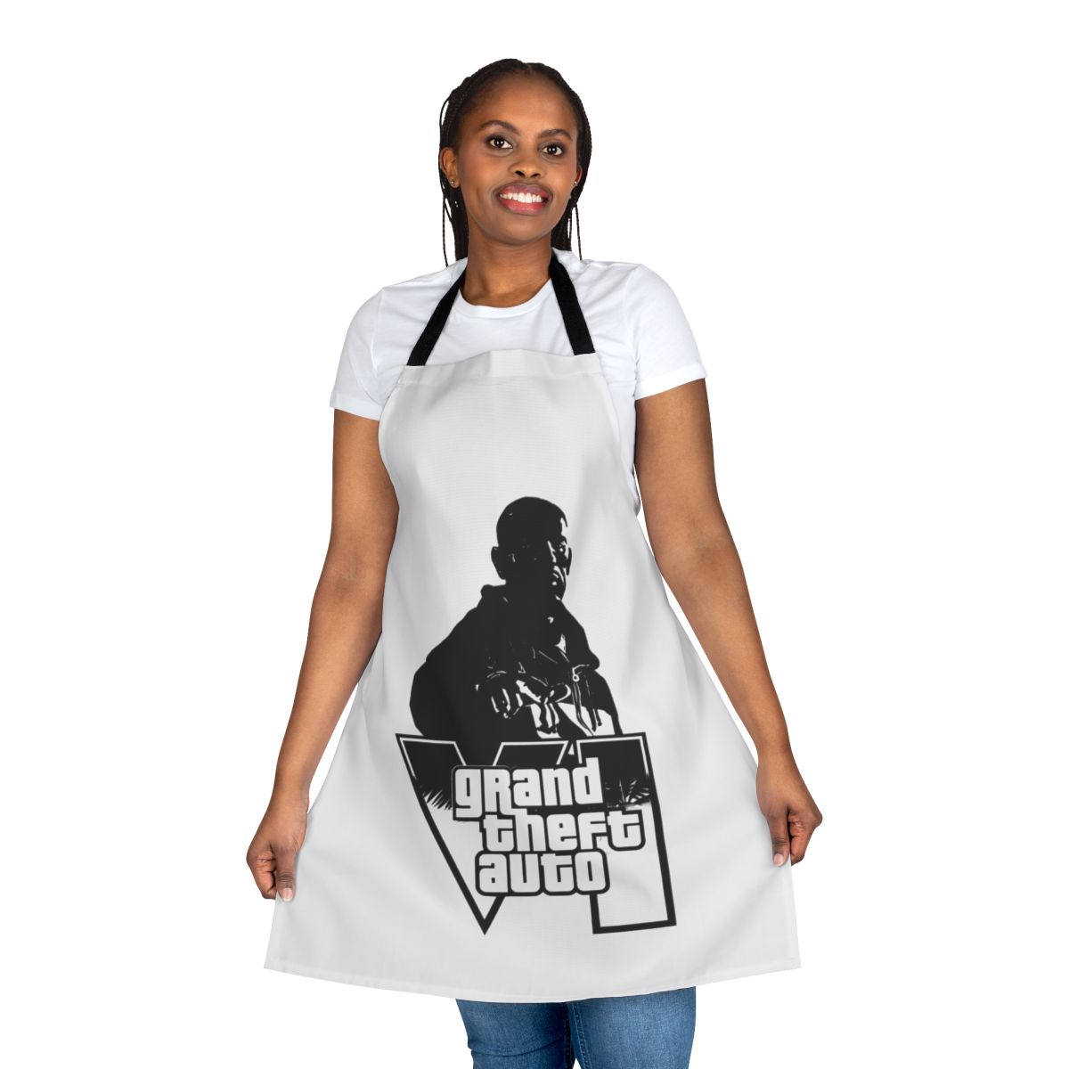 Apron featuring the iconic Grand Theft Auto video game design