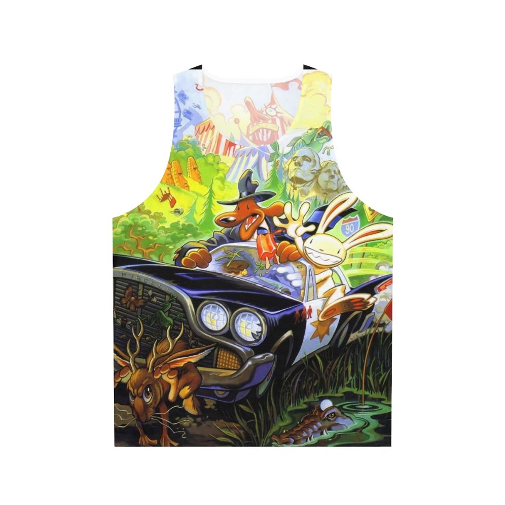 Retro gaming unisex tank top with Sam Max high contrast design